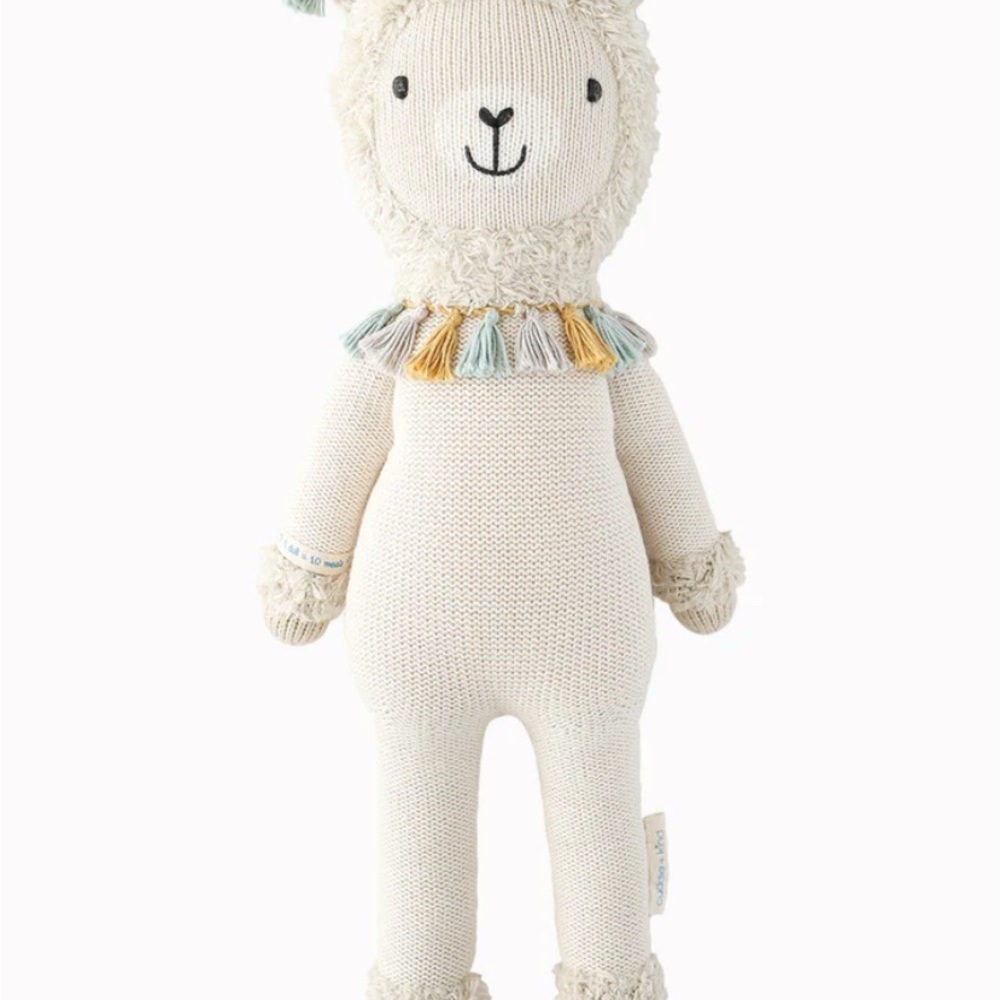 Cream Knit Llama Plush Toy with Pastel Tassel Collar - Picture 7 of 7